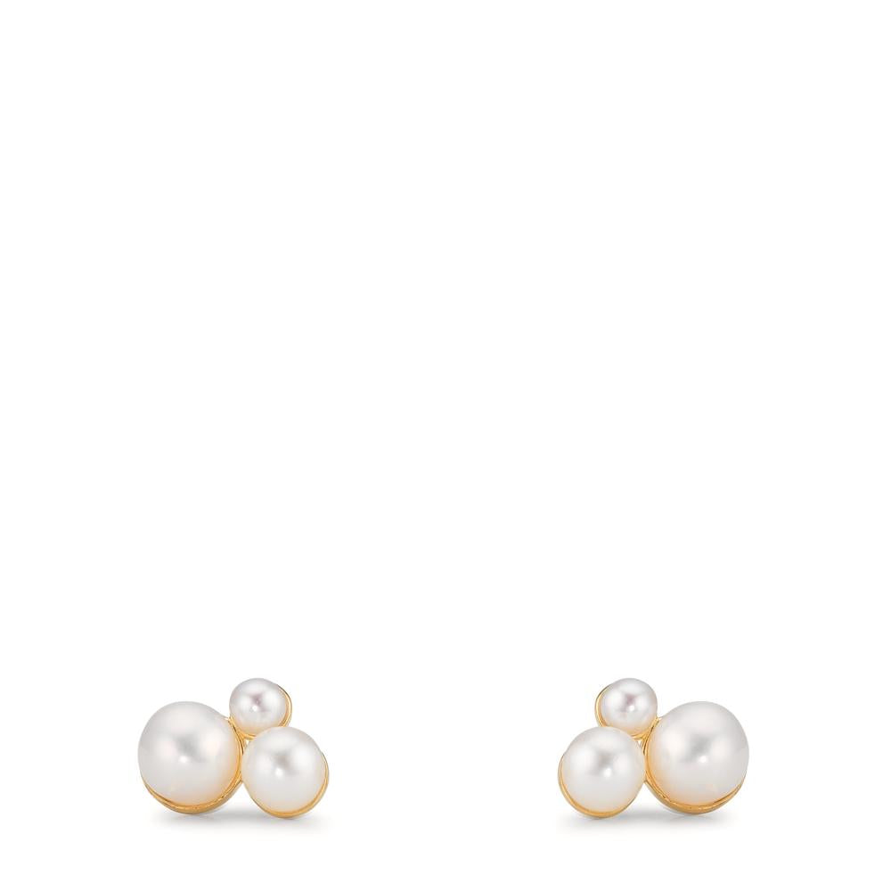 Clous d'oreilles Or jaune 9K perle d'eau douce, 6 Perles 2-4 mm