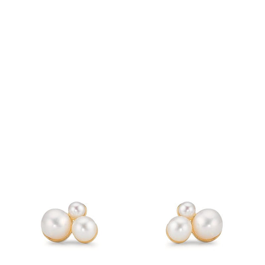 Clous d'oreilles Or jaune 9K perle d'eau douce, 6 Perles 2-4 mm