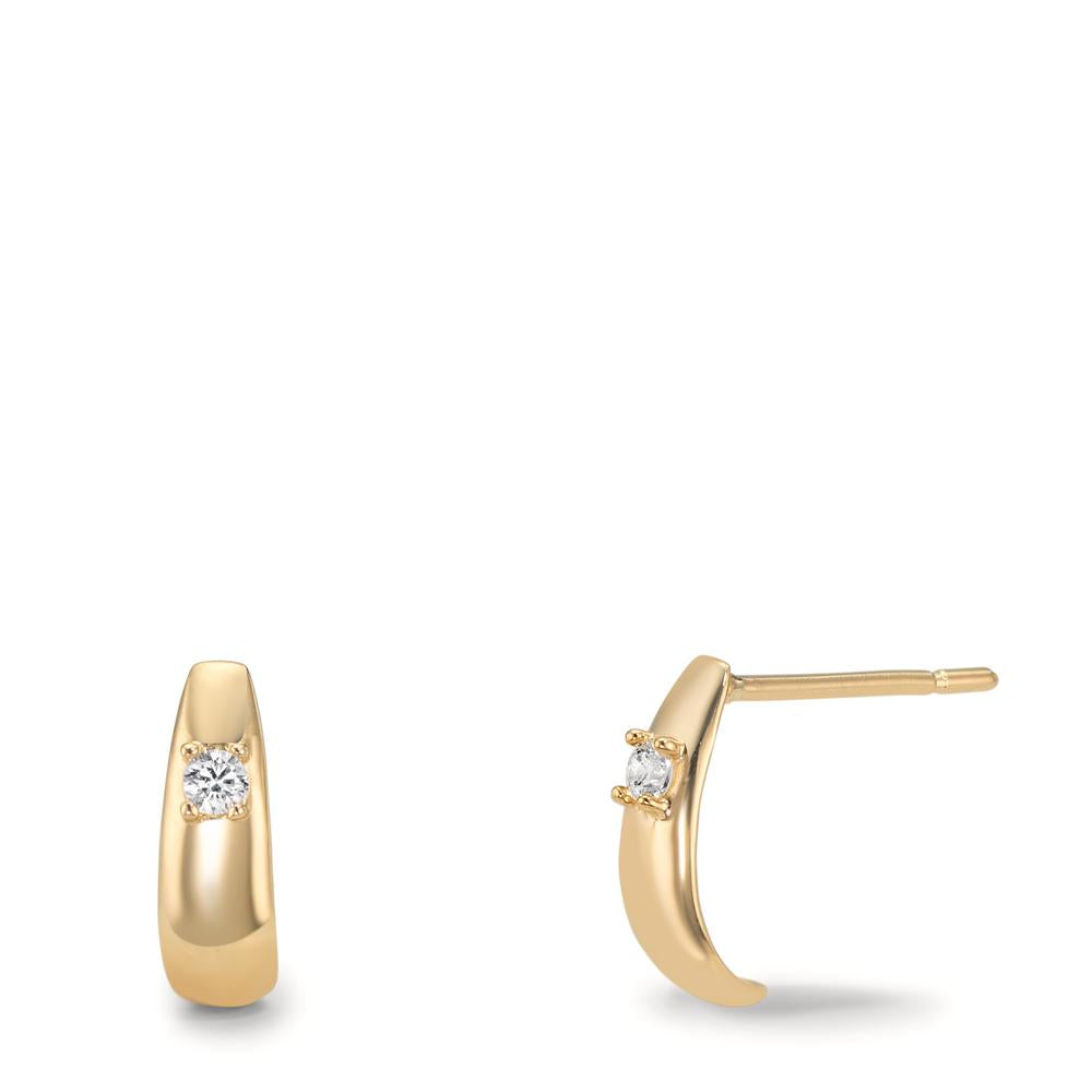 Pendant d'oreilles Or jaune 9K Zircone 2 Pierres