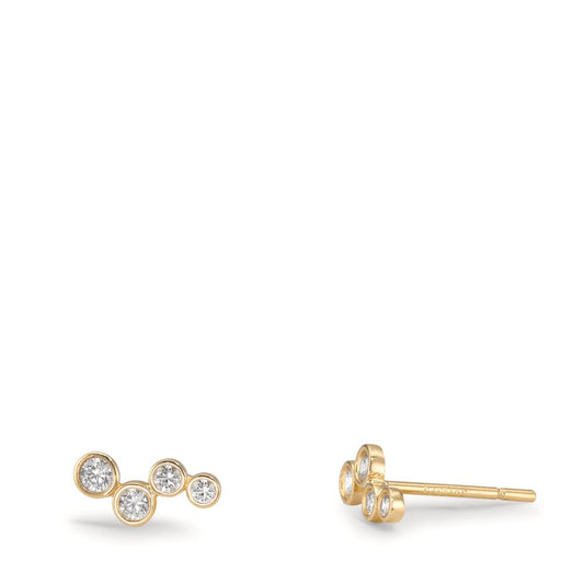 Clous d'oreilles Or jaune 9K Zircone 8 Pierres