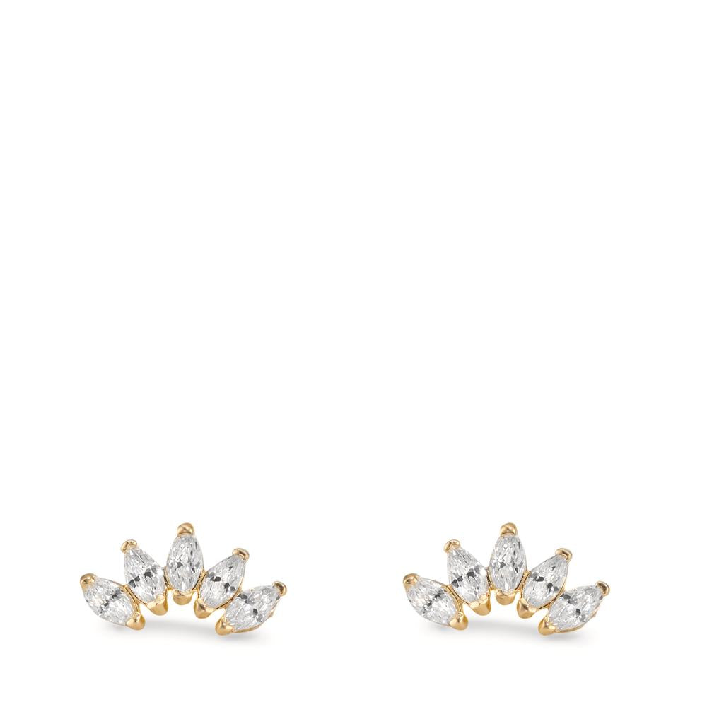 Clous d'oreilles Or jaune 9K Zircone 10 Pierres
