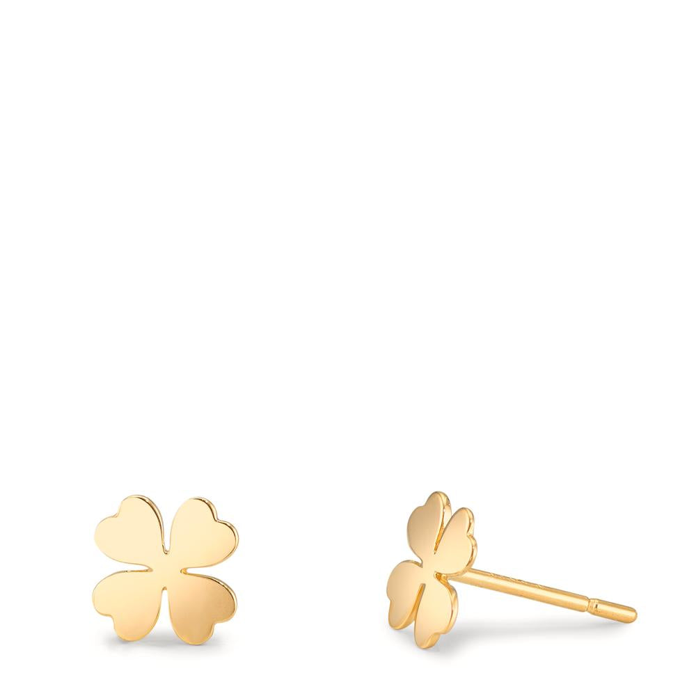 Clous d'oreilles Or jaune 9K Feuille de Trèfle Ø6 mm