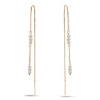 Boucles d'oreilles pendantes Or jaune 9K perle d'eau douce, 12 Perles, 2.5 mm