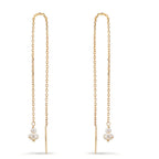 Boucles d'oreilles pendantes Or jaune 9K perle d'eau douce, 4 Perles 2.5-4 mm