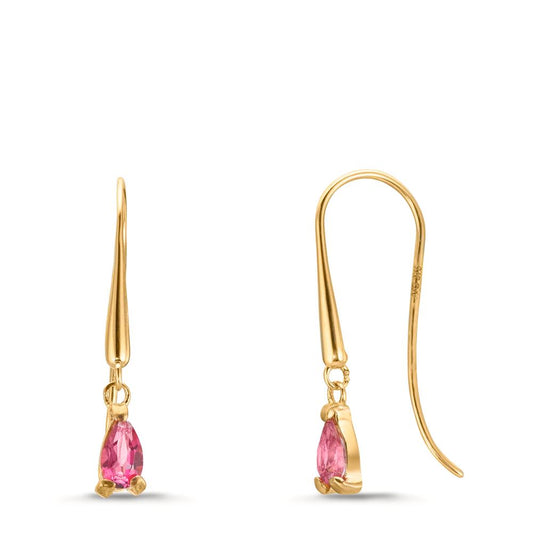 Pendant d'oreilles Or jaune 9K Topaze rose, 2 Pierres