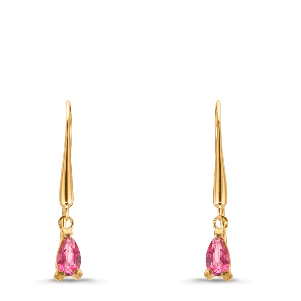 Pendant d'oreilles Or jaune 9K Topaze rose, 2 Pierres