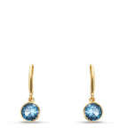 Pendant d'oreilles Or jaune 9K Zircone bleu clair, 2 Pierres
