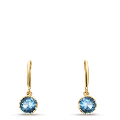 Pendant d'oreilles Or jaune 9K Zircone bleu clair, 2 Pierres