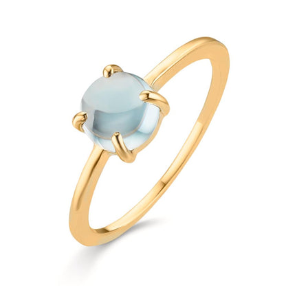 Bague Or jaune 9K Topaze bleu clair, 5.5 mm
