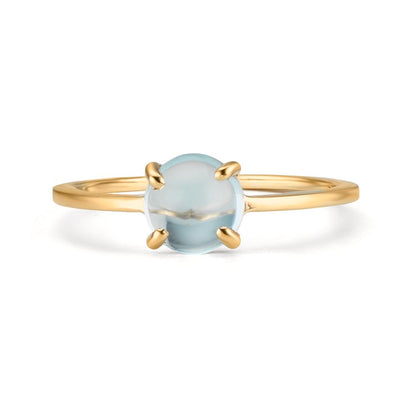 Bague Or jaune 9K Topaze bleu clair, 5.5 mm