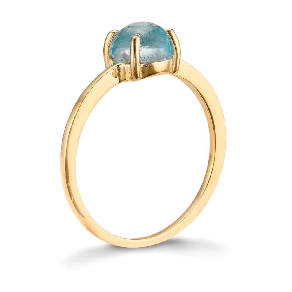 Bague Or jaune 9K Topaze bleu clair, 5.5 mm