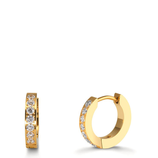 Créoles à charnières Acier inoxydable Zircone blanc, 14 Pierres jaune PVD