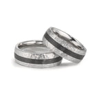 Alliance Acier inoxydable, Carbone Zircone blanc, 6 Pierres