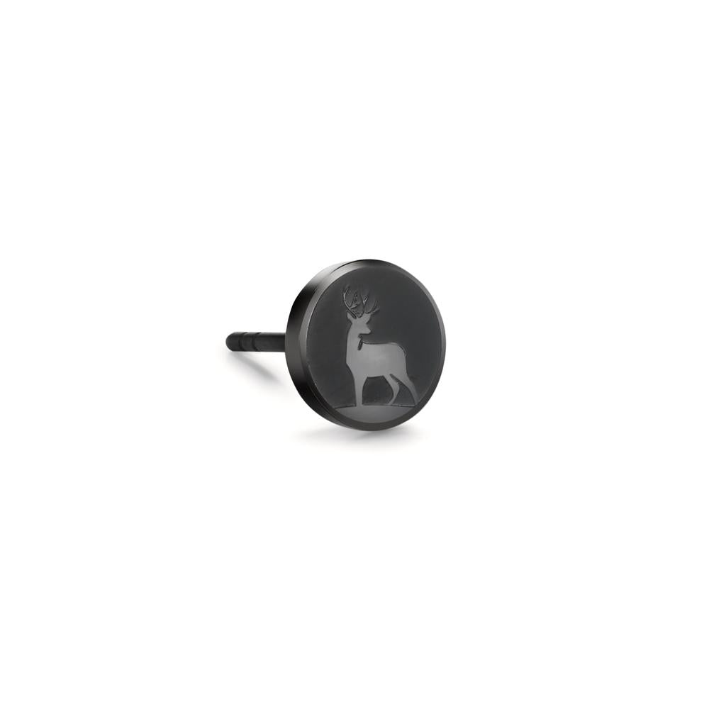 Clous d'oreille à l'unité Acier inoxydable noir PVD Cerf Ø8 mm