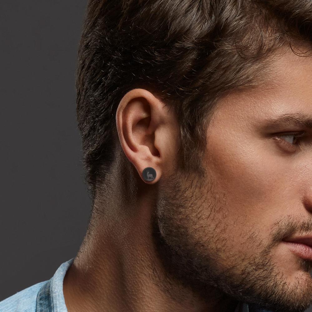 Clous d'oreille à l'unité Acier inoxydable noir PVD Cerf Ø8 mm