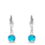 Pendant d'oreilles Antiallergique Cristal bleu, 2 Pierres, 6 mm