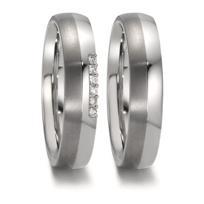 Alliance Acier inoxydable, Titane Diamant 0.09 ct, 6 Pierres, w-si