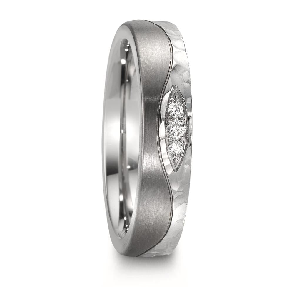 Alliance Acier inoxydable, Titane Diamant 0.045 ct, 3 Pierres, w-si
