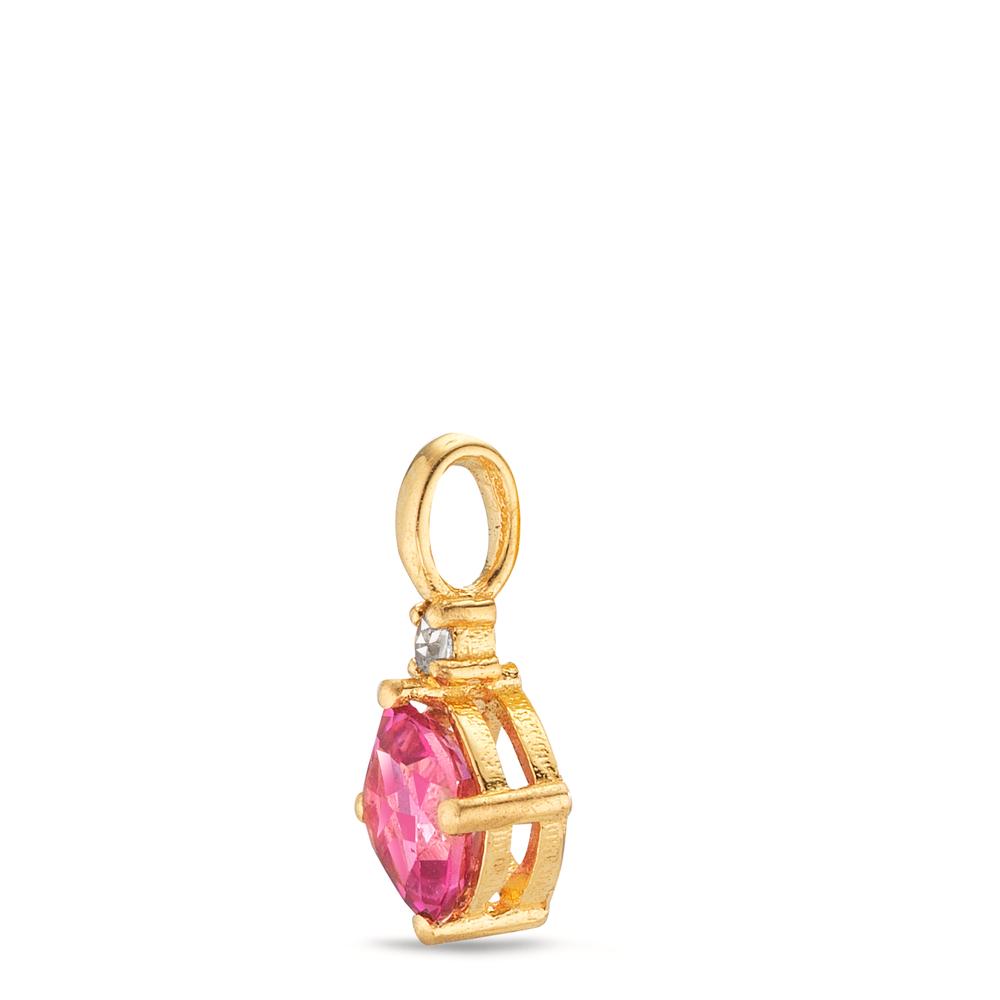 Pendentif Or jaune 18K Topaze rose, Topaze blanc Ø6.5 mm