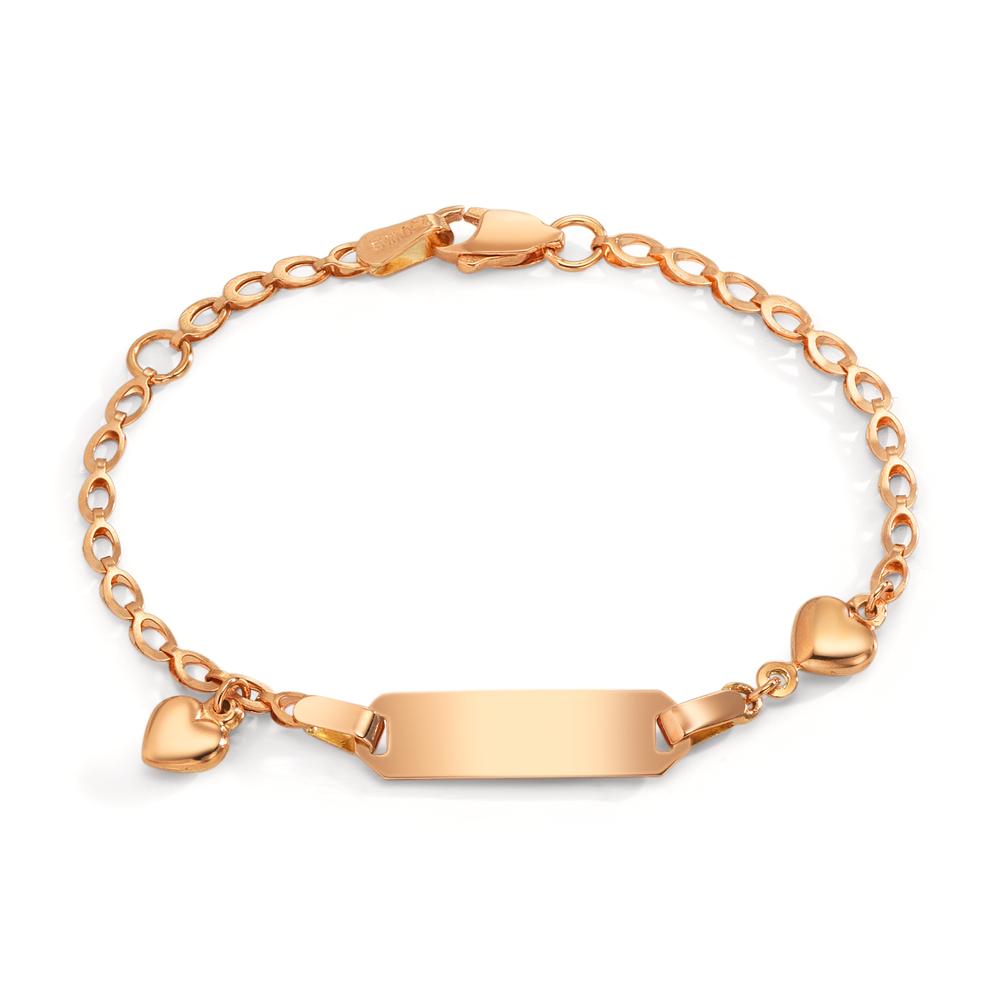 Gourmette avec gravure Or rouge 18K Coeur 12-14 cm