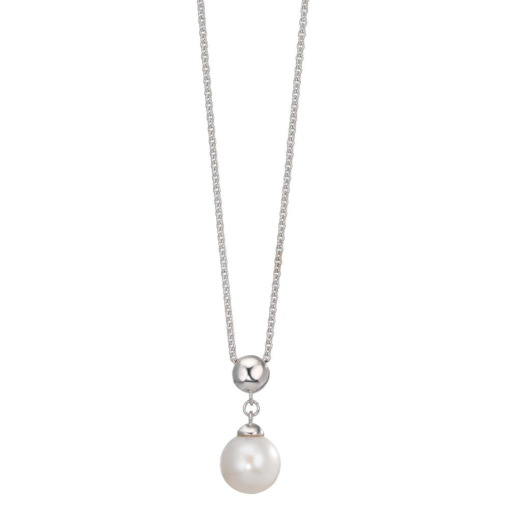 Collier Argent Rhodié perle d'eau douce 7.5-8 mm 38-42 cm