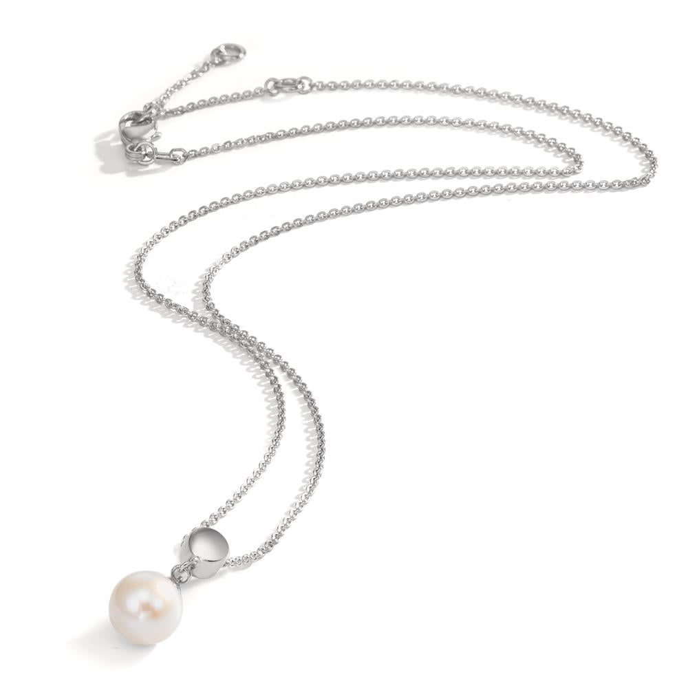 Collier Argent Rhodié perle d'eau douce 7.5-8 mm 38-42 cm