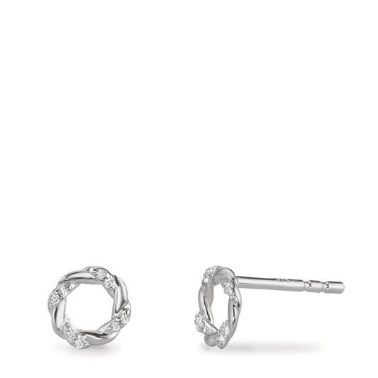 Clous d'oreilles Argent Zircone 16 Pierres Rhodié Ø6.5 mm
