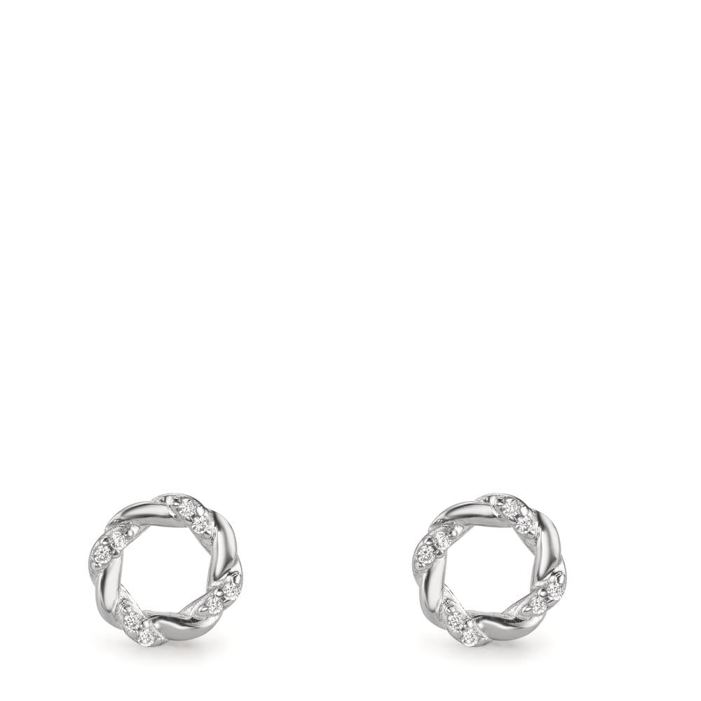 Clous d'oreilles Argent Zircone 16 Pierres Rhodié Ø6.5 mm