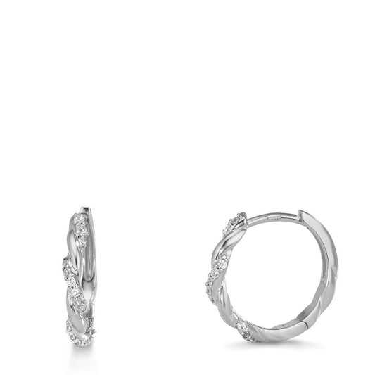 Créoles à charnières Argent Zircone 26 Pierres Rhodié