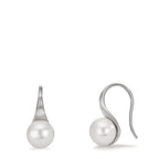 Pendant d'oreilles Argent Rhodié perle d'eau douce, 2 Perles, 8 mm