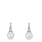 Pendant d'oreilles Argent Rhodié perle d'eau douce, 2 Perles, 8 mm