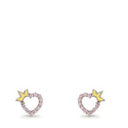 Clous d'oreilles Argent Zircone rose Rhodié Coeur Ø6.5 mm