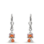 Pendant d'oreilles Argent Zircone 6 Pierres Rhodié Renard