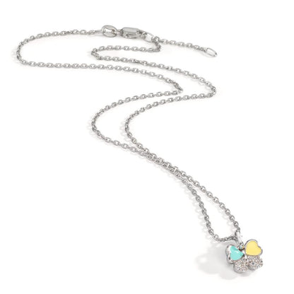 Chaînette avec pendentif Argent Zircone 10 Pierres Rhodié Papillon 36-38 cm