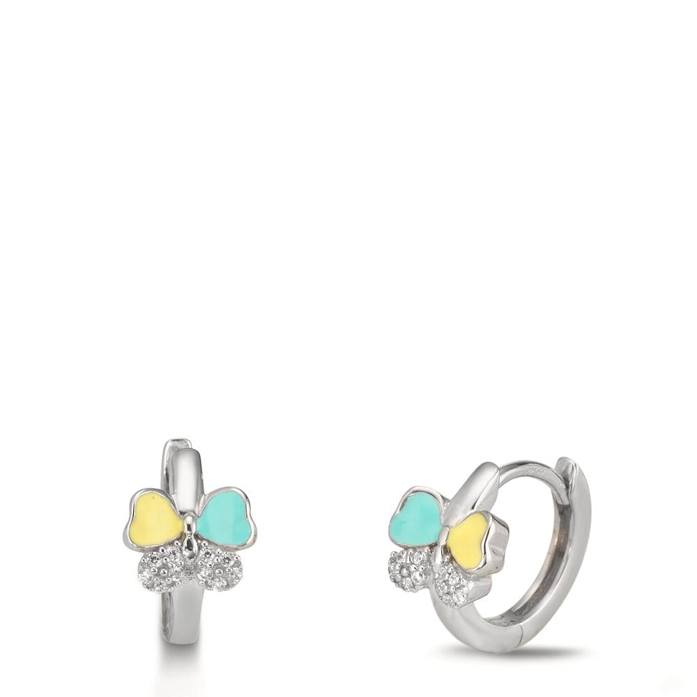 Créoles à charnières Argent Zircone 20 Pierres Rhodié Papillon