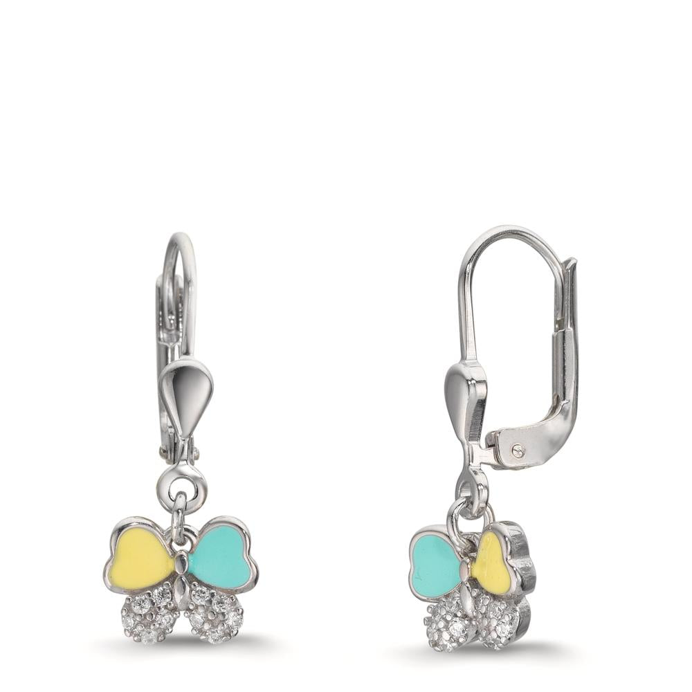 Pendant d'oreilles Argent Zircone 20 Pierres Rhodié Papillon