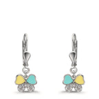 Pendant d'oreilles Argent Zircone 20 Pierres Rhodié Papillon