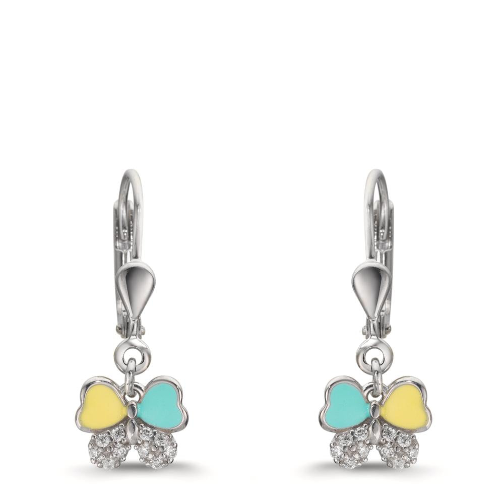 Pendant d'oreilles Argent Zircone 20 Pierres Rhodié Papillon
