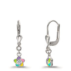 Pendant d'oreilles Argent Zircone 2 Pierres Rhodié