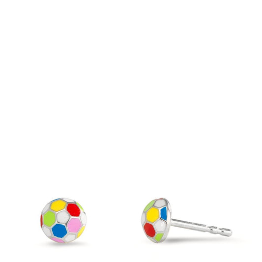 Clous d'oreilles Argent Rhodié Football Ø6 mm