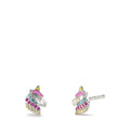 Clous d'oreilles Argent Zircone coloré Rhodié Cheval Ø7 mm