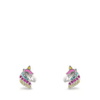 Clous d'oreilles Argent Zircone coloré Rhodié Cheval Ø7 mm