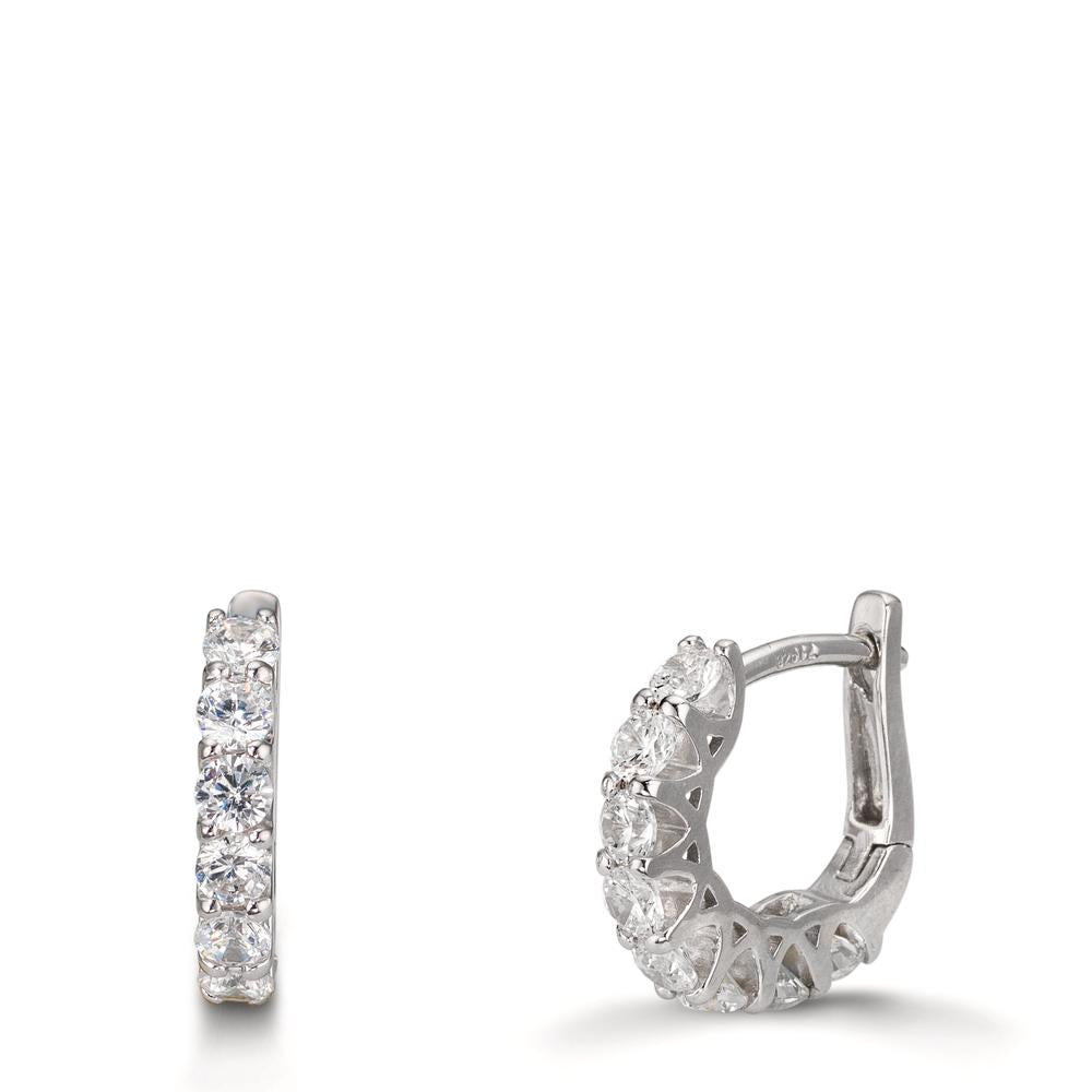 Créoles à charnières Argent Zircone 16 Pierres Rhodié