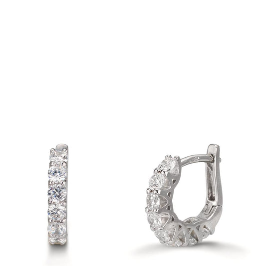 Créoles à charnières Argent Zircone 16 Pierres Rhodié