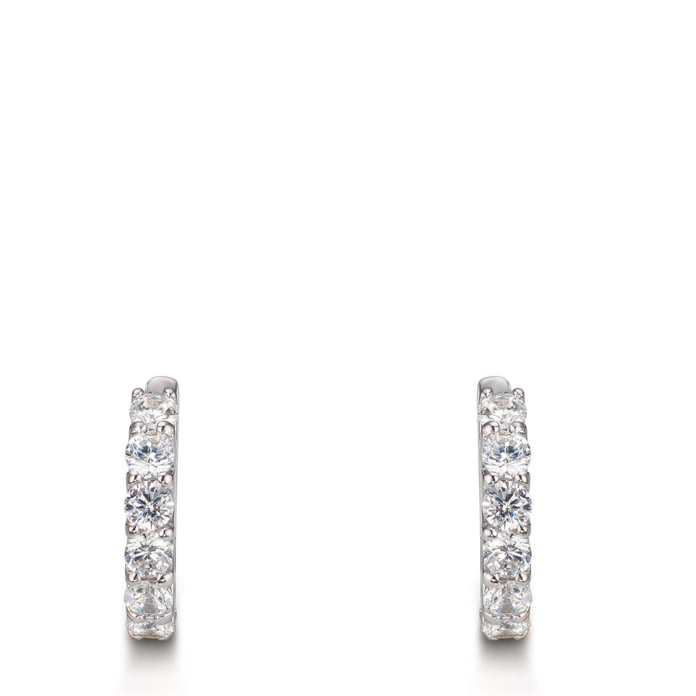 Créoles à charnières Argent Zircone 16 Pierres Rhodié