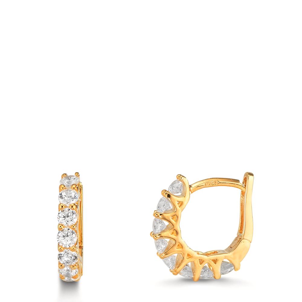 Créoles à charnières Argent Zircone 16 Pierres jaune Plaqué or