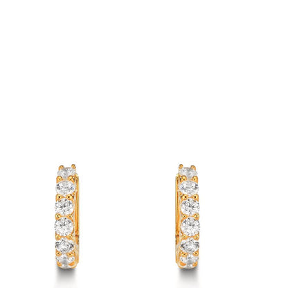 Créoles à charnières Argent Zircone 16 Pierres jaune Plaqué or