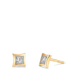 Clous d'oreilles Or jaune 9K Zircone 2 Pierres