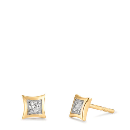 Clous d'oreilles Or jaune 9K Zircone 2 Pierres