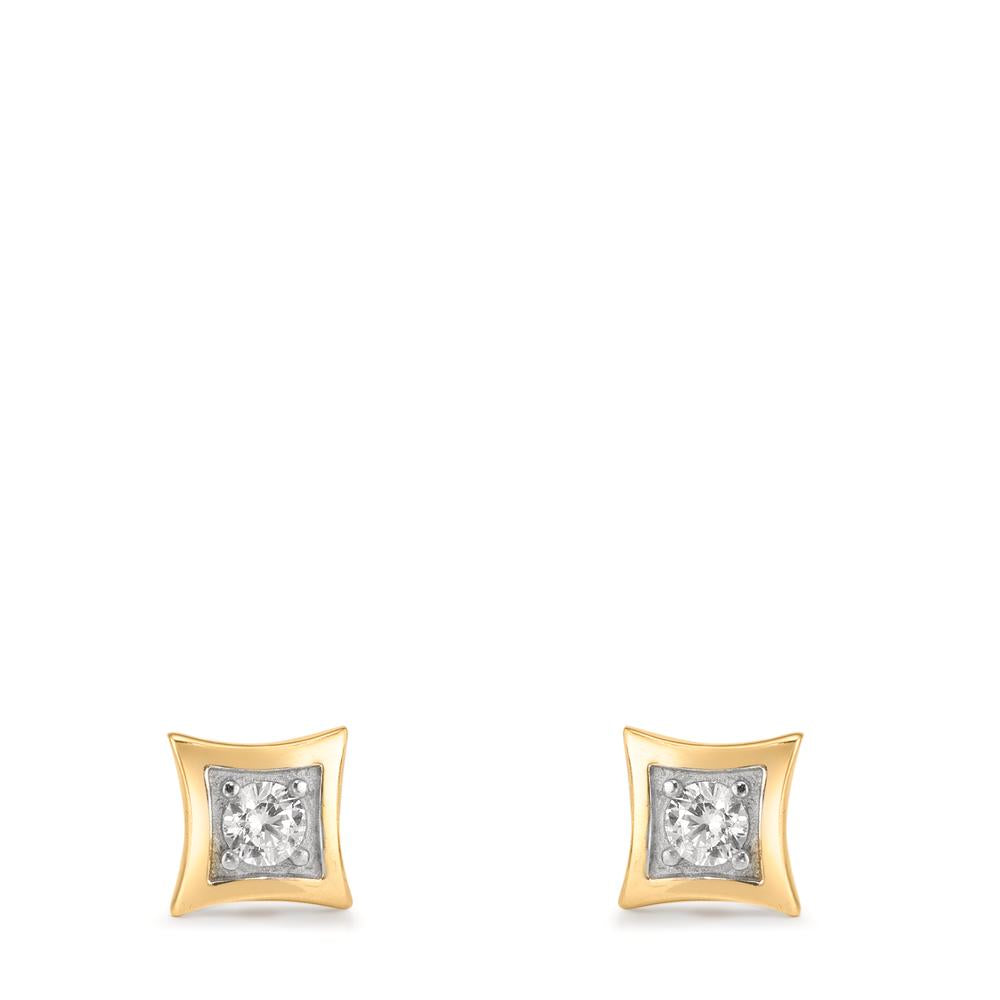 Clous d'oreilles Or jaune 9K Zircone 2 Pierres